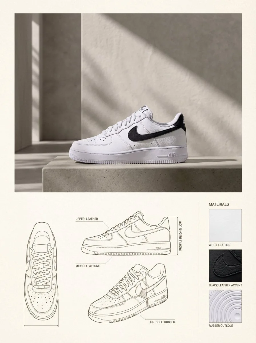 Editorial Lifestyle Product Image with Technical Specification Panel