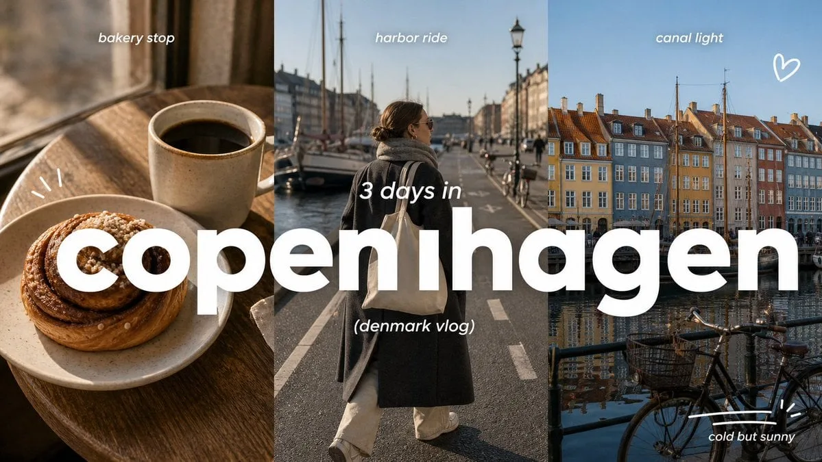 Clean Triptych Travel Vlog Thumbnail – 9:16 Travel Diary